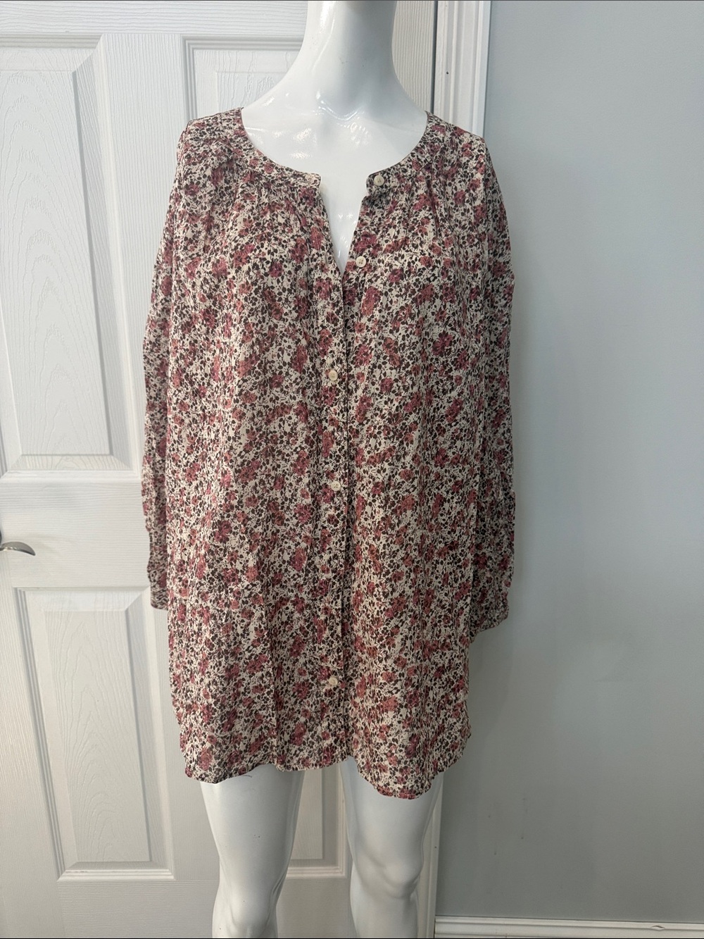 Treasure & Bond Pink Floral Button-Front Blouse